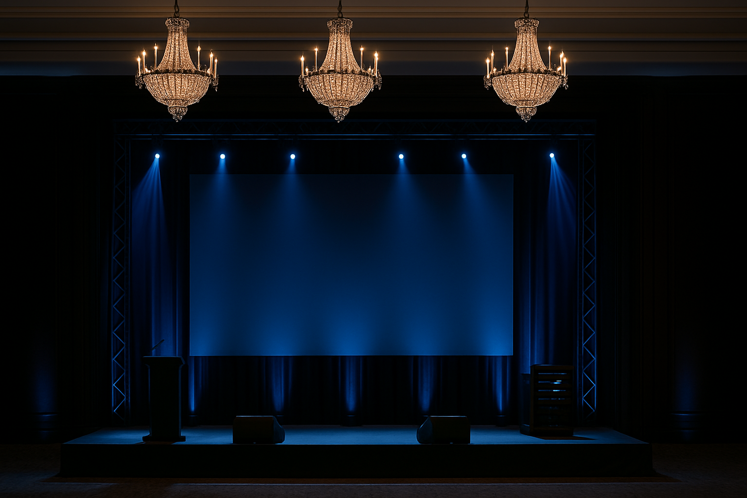 Telecamere e grande schermo LED su palco